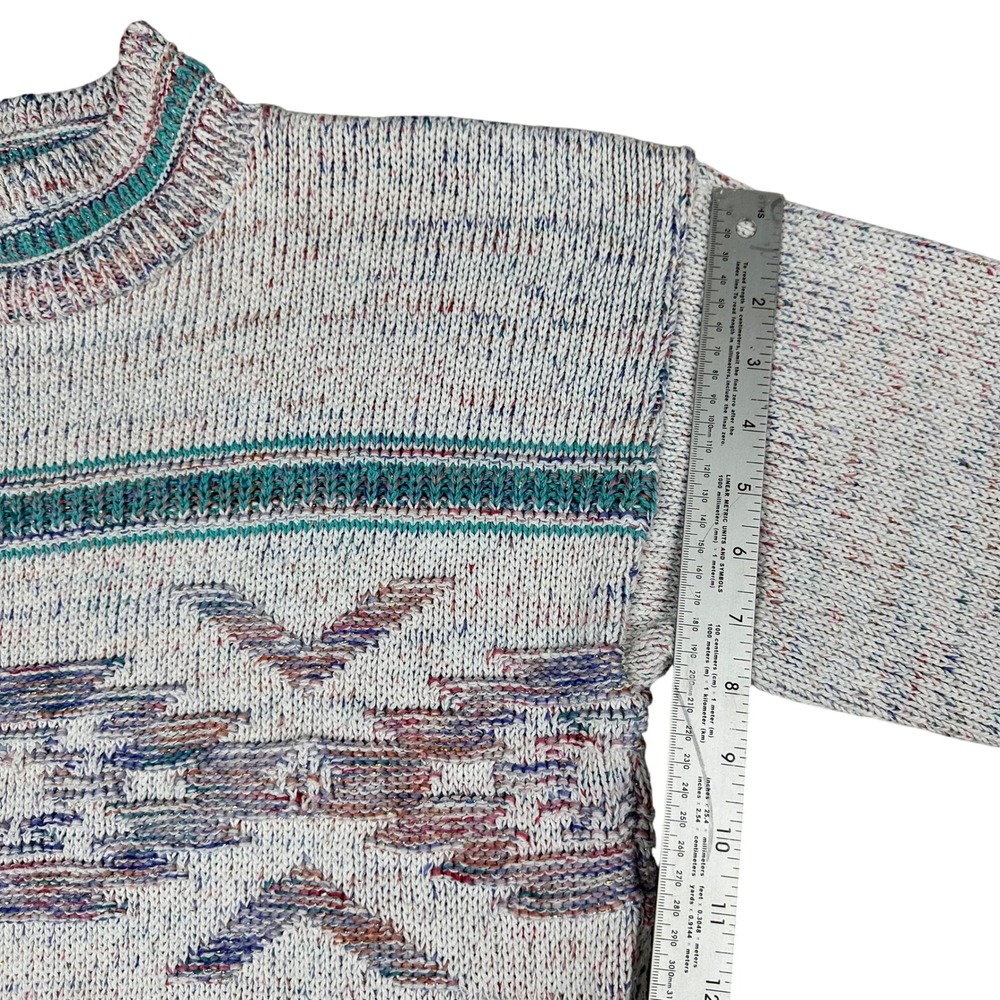 VTG CUTE Aztec Print Mock Neck‎ Sweater Metallic Multi Color Speckled Knit - Picture 10 of 16